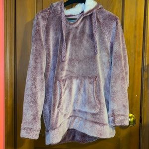 Purple and white cozy plush pull over